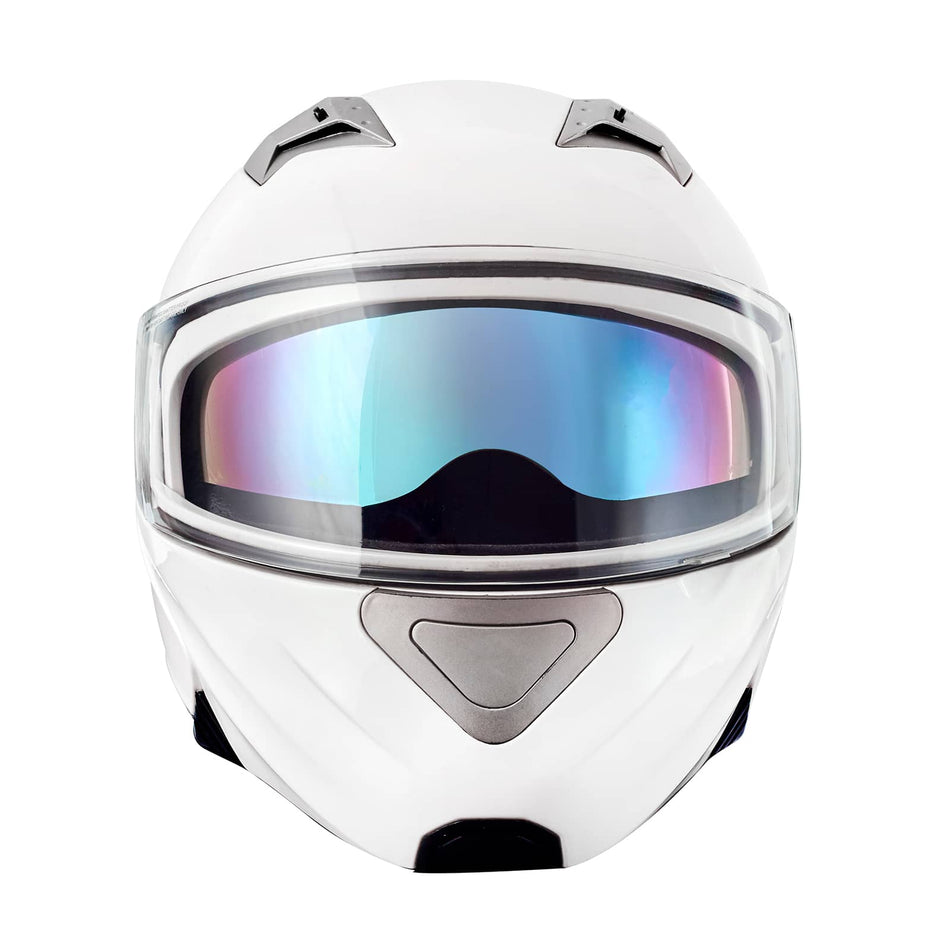 FlexGuard flip-up helmet matte white with tinted visor and intercom