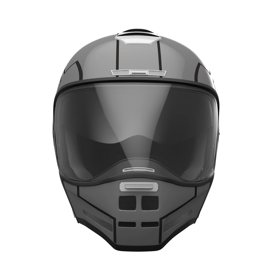 StormRider full face helmet matte grey with tinted visor and intercom