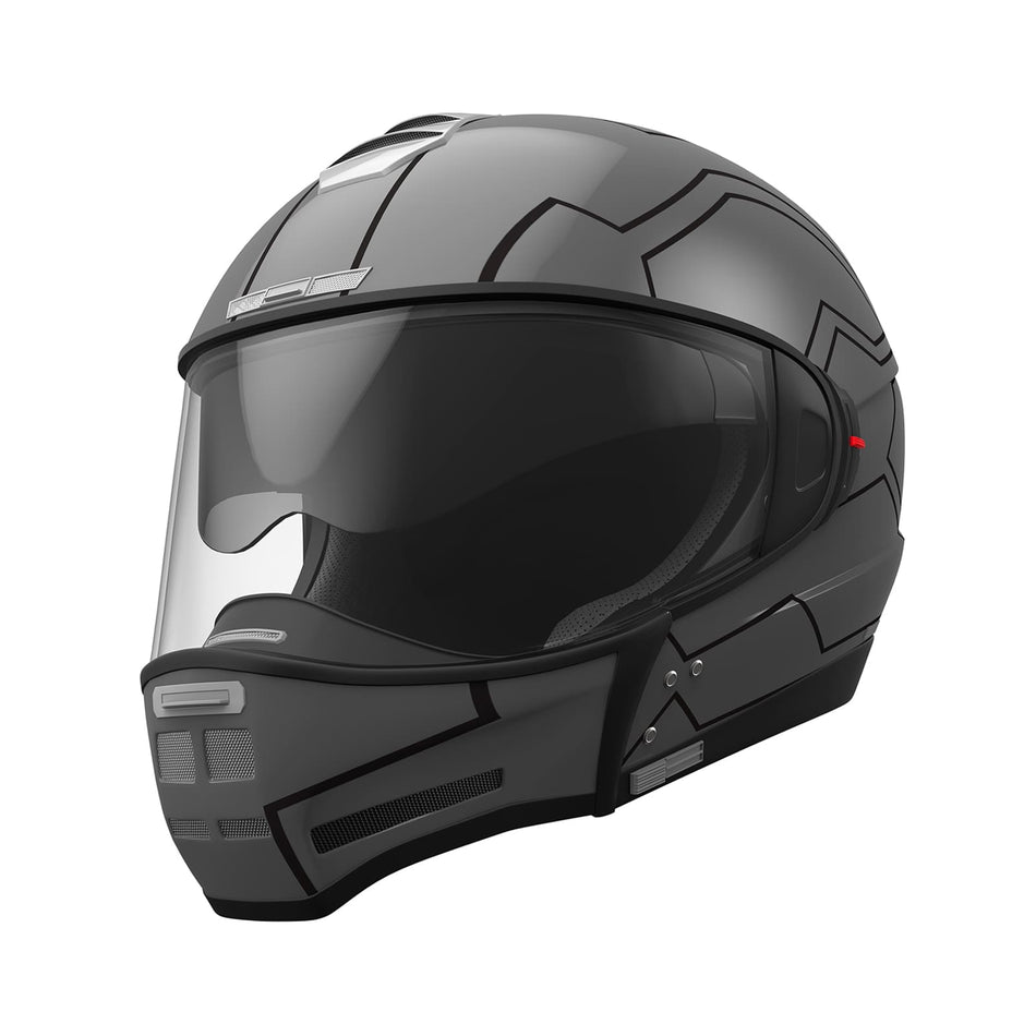 StormRider full face helmet matte grey with tinted visor and intercom