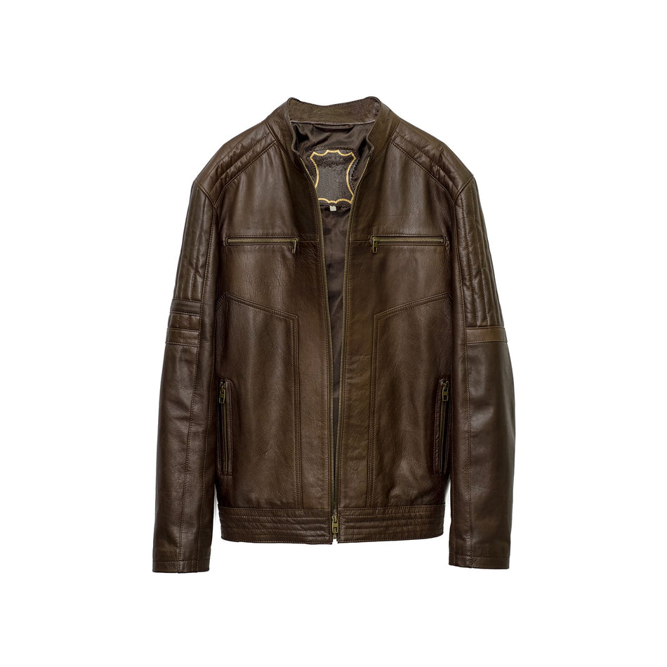 Eldorin motorcycle leather jacket brown