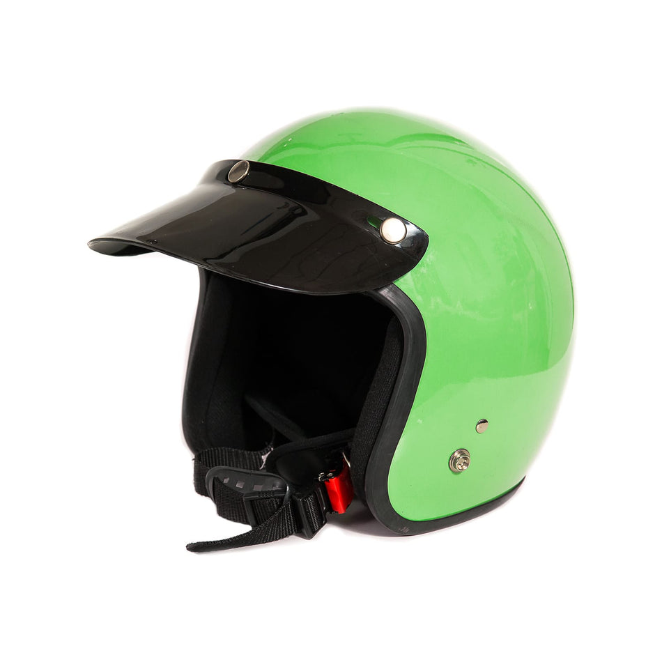 Lyntra open face helmet glossy green