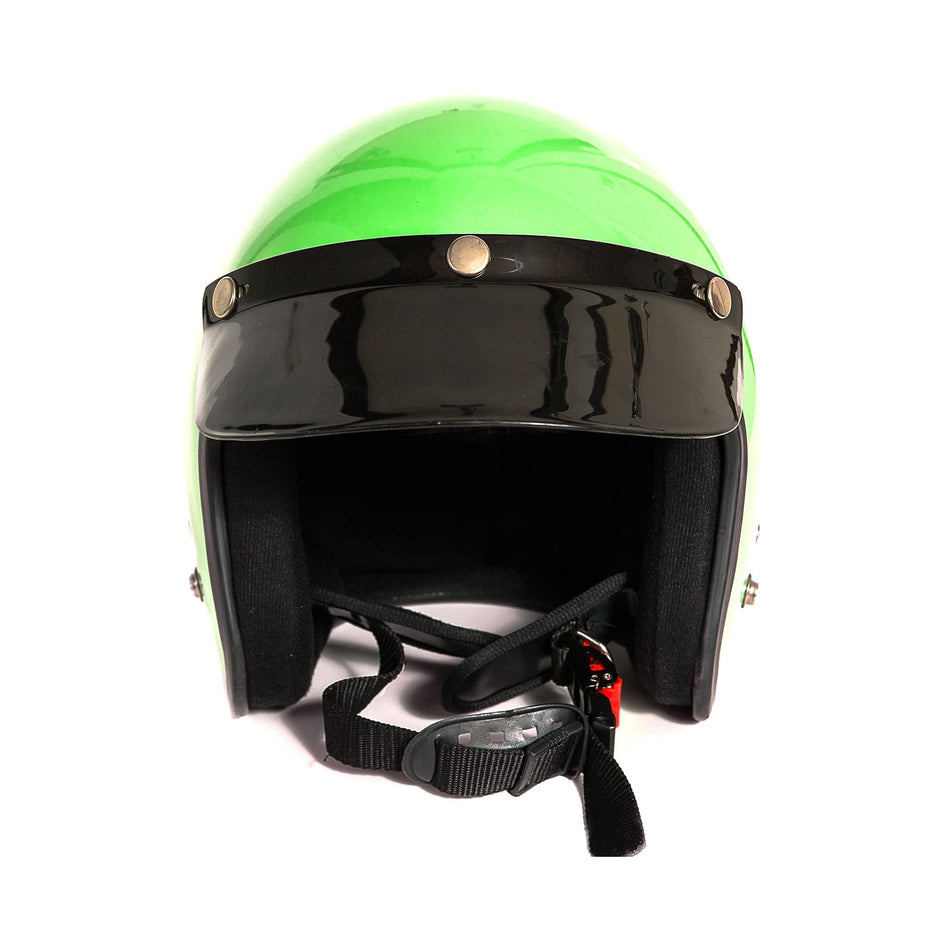 Lyntra open face helmet glossy green
