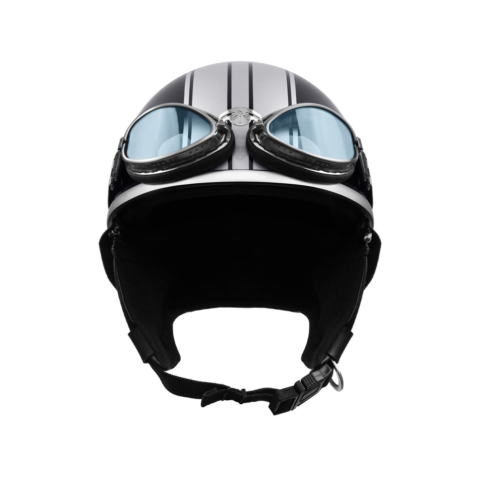 Boltix open face helmet matte black silver with glasses